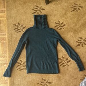 Women's Teal Cashmere Turtleneck Sweater